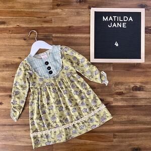 Matilda Jane Vintage Field Trip Green Brown Floral Plaid Sally Knit Dress 4
